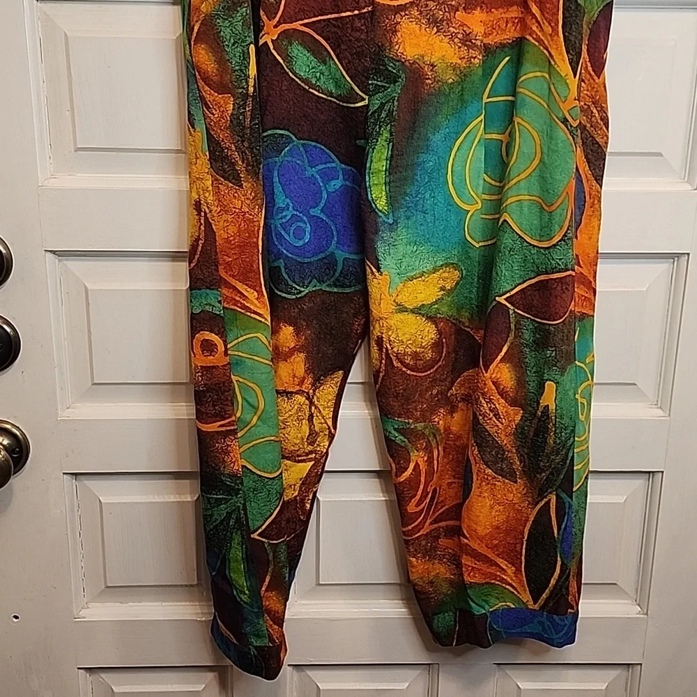 JAMS WORLD Capris/ Pants Rayon Multicolor Vibrant Floral Abstract Pockets - Picture 7 of 13